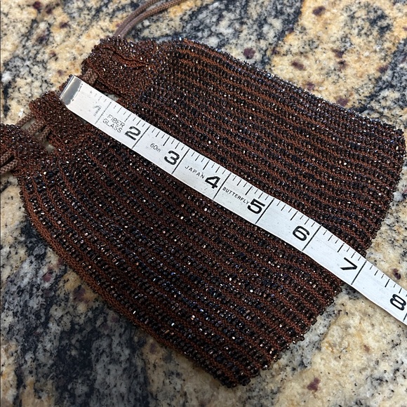Vintage art deco bronze glass beaded wristlet